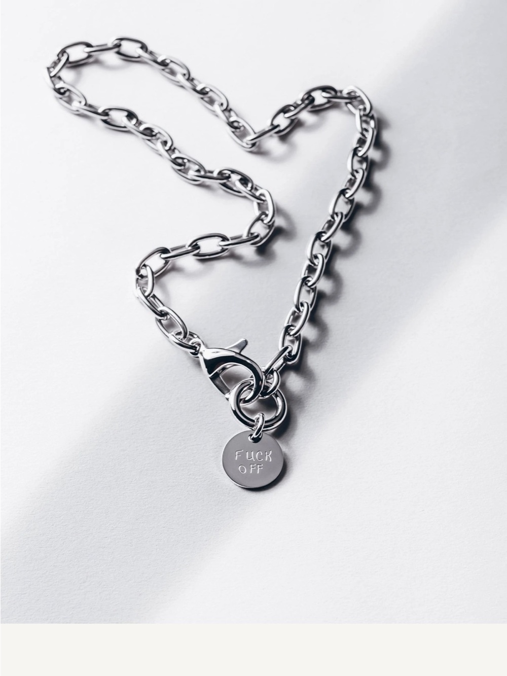 Mikuta F off necklace Sterling-Style Silver Chain Necklace with Engraved Pendant